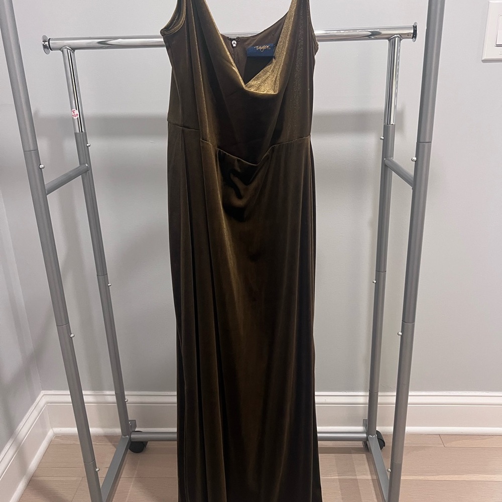 Velvet Olive Green Midi Dress